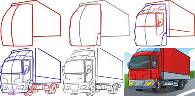 Como desenhar um carro por etapas com um lápis?